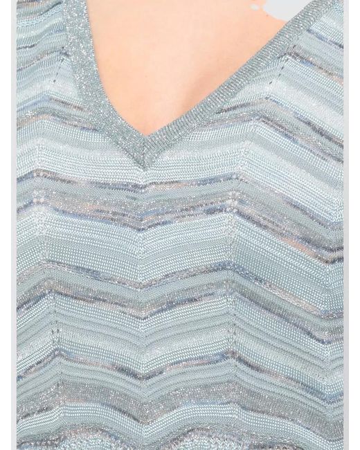 D.exterior Blue Sleeveless Viscose Dress Geometric Pattern