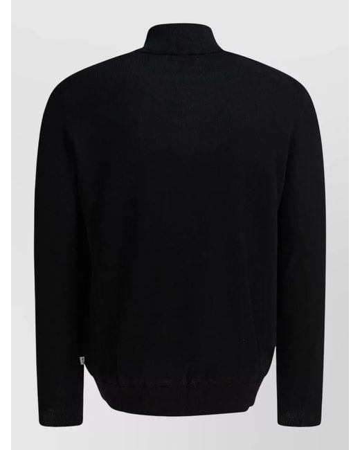 NN07 Black Sergio Merino Wool Polo Knit Sweater for men