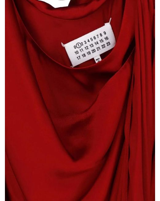 Maison Margiela Red Mid Length Dress Round Neck