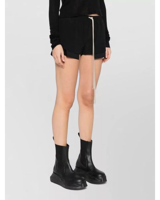 Rick Owens Black Layered Hem Shorts Featuring Side Pockets
