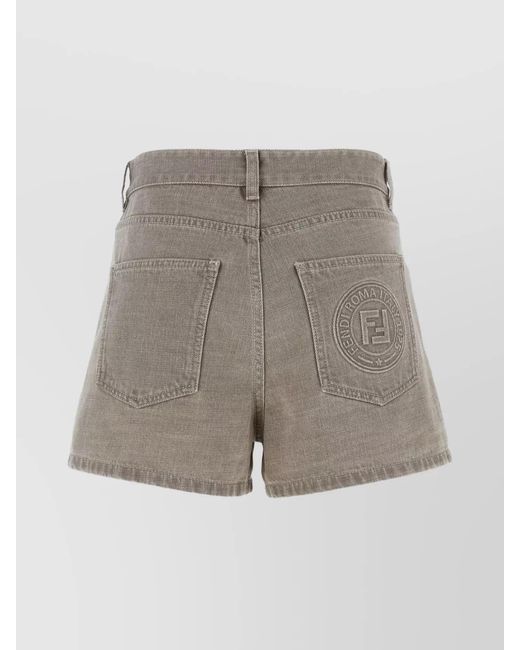 Fendi Gray Denim Short Shorts