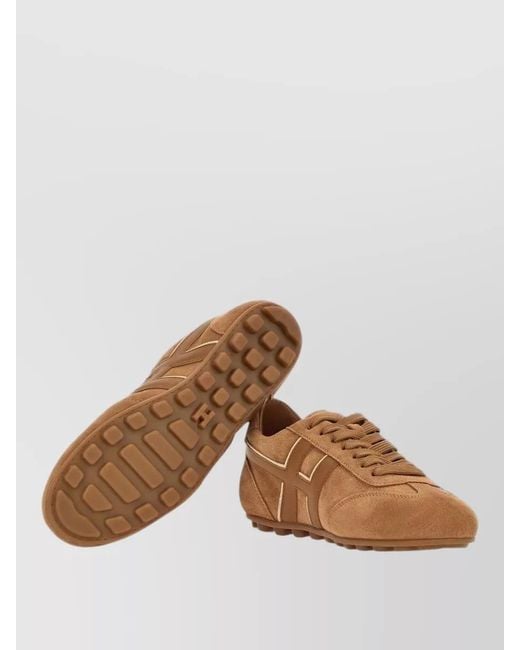 Hogan Brown H693 Lace Up Leather Sneakers