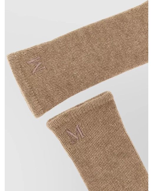 Max Mara Natural Mmjock Long Cashmere Yarn Gloves