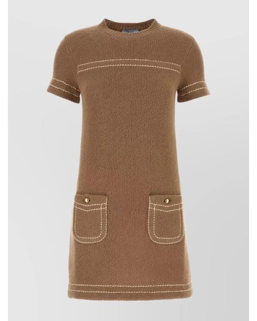 Prada Brown Cashmere Mini Dress
