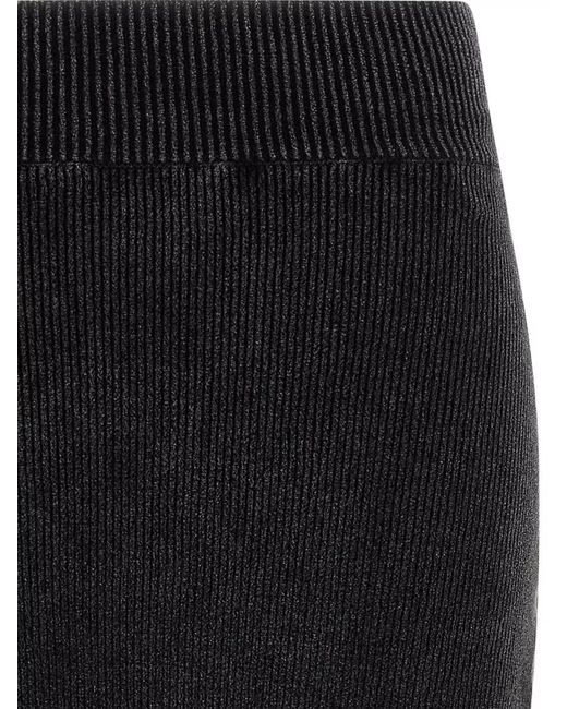 Alexander Wang Black Chenille Skirt Elastic Waistband Ribbed Texture