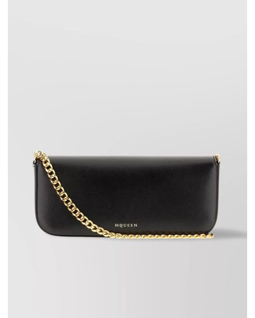 McQueen Black Skull Leather Shoulder Bag