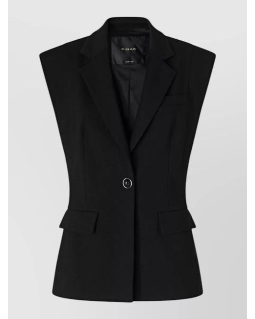 Pinko Black Tailored Vest Flap Pockets Notched Lapels