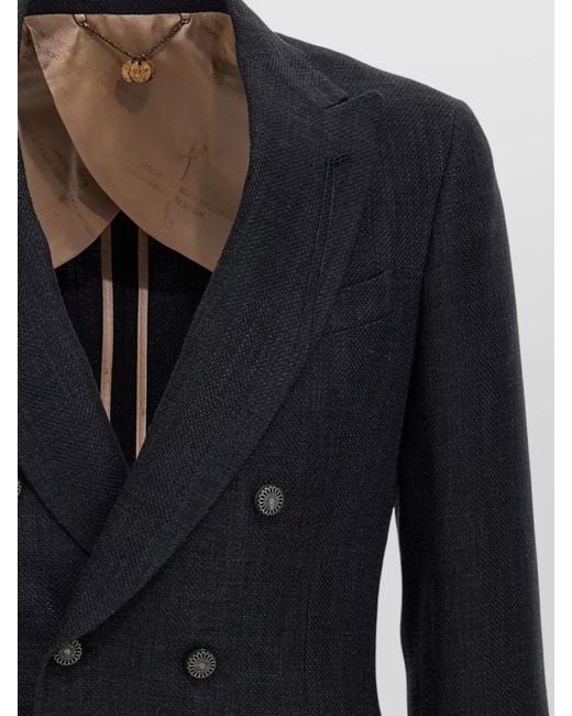 Maurizio Miri Black Linen Blend Double Breasted Blazer for men
