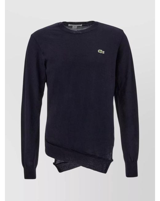 Comme des Garçons Blue Ribbed Asymmetric Cotton Sweater for men