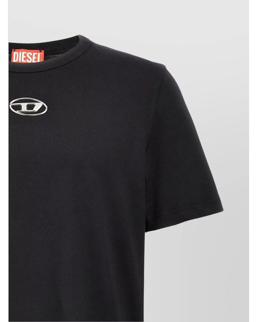 DIESEL Black Cotton Logo Print Short Sleeve T-Shirt for men