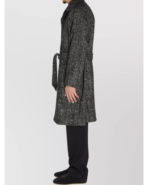 Tagliatore Multicolor Virgin Wool Blend Belted Single Breasted Midi Coat for men