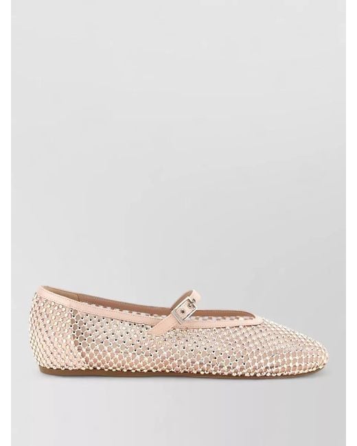 Le Silla Pink Gilda Ballet Flats Mesh Detail Design