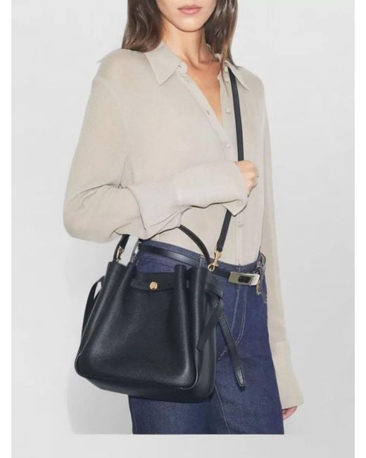 Tory Burch Black Romy Leather Bucket Bag