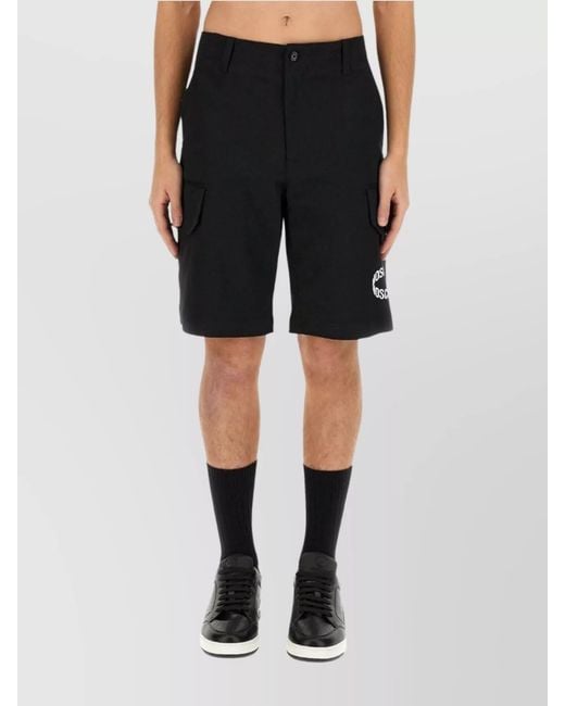 Moschino Black Cotton Logo Cargo Shorts for men
