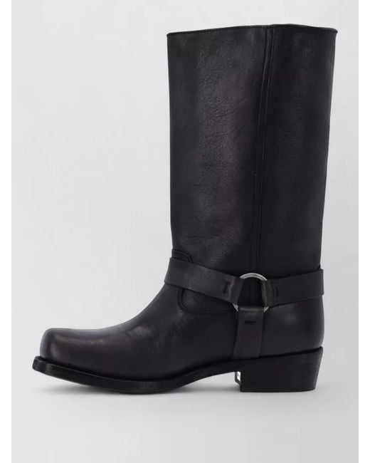 Golden Goose Deluxe Brand Black Block Heel Mid Calf Square Toe Boots