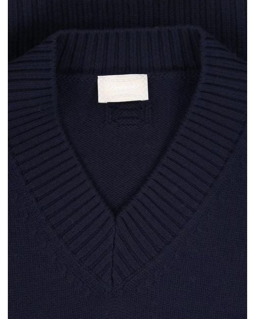Drumohr Blue Merino Wool Crewneck Sweatshirt