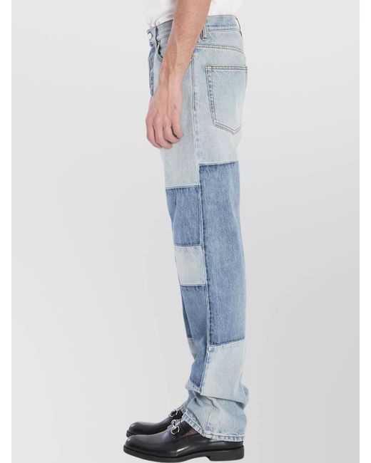 Gucci Blue Denim Patchwork Straight-Leg Jeans for men