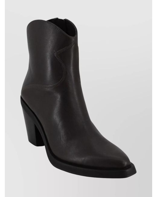Ash Black Contemporary Short Leather Ankle Boots