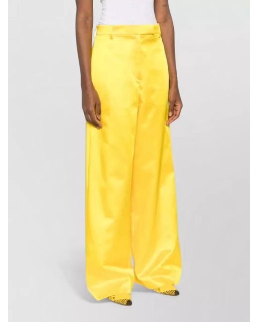 Dries Van Noten Yellow Wide-Leg Trousers