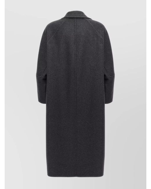 Max Mara Black Cashmere Virgin Wool Single Breasted Coat