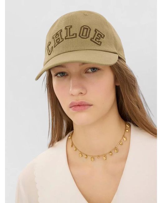 Chloé Natural Signature Cotton Cap Curved Brim