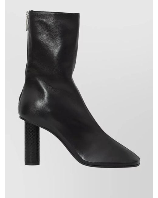 Paris Texas Black Alice Heeled Calf Boots Python Detail