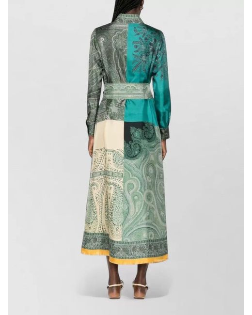 Pierre Louis Mascia Green Printed Silk Maxi Dress