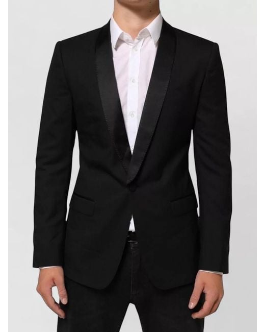 Dolce & Gabbana Black Silk Blend Single-Breasted Suit Jacket for men