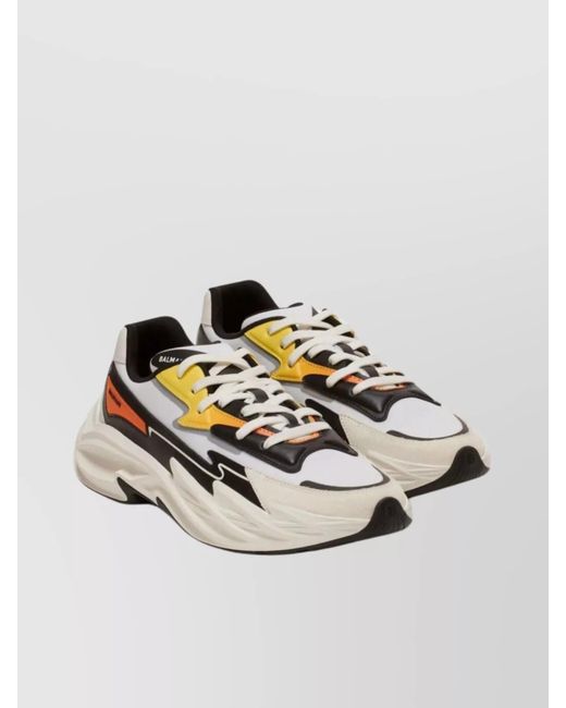 Balmain Gray Chunky Sole Mesh Panel Sneakers for men