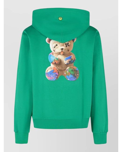 Barrow Green Hooded Sweater Kangaroo Pocket Ribbed Trims for men