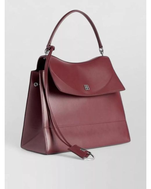 Balenciaga Red Calf Leather Bucket Bag Top Handle Strap
