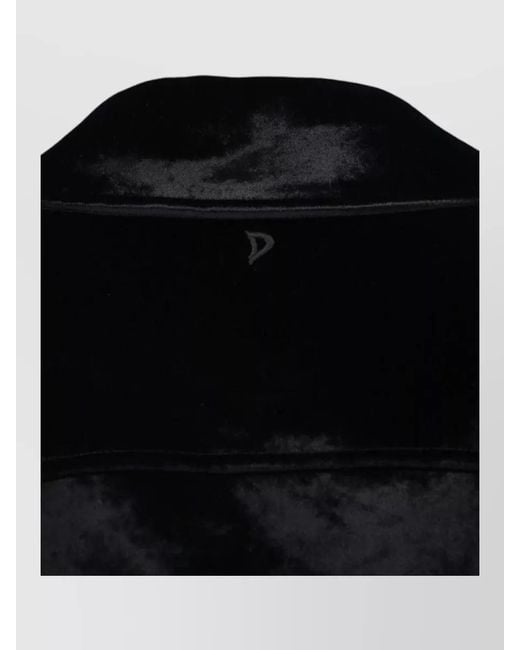 Dondup Black Cropped Velvet Coat Long Sleeves Collar