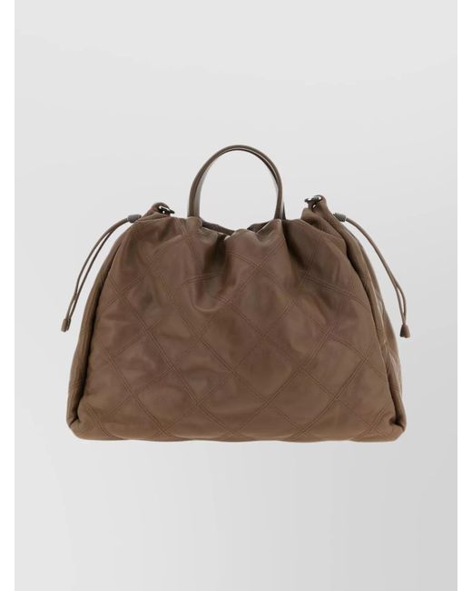 Brunello Cucinelli Brown Large Tote Bag Quilted Design