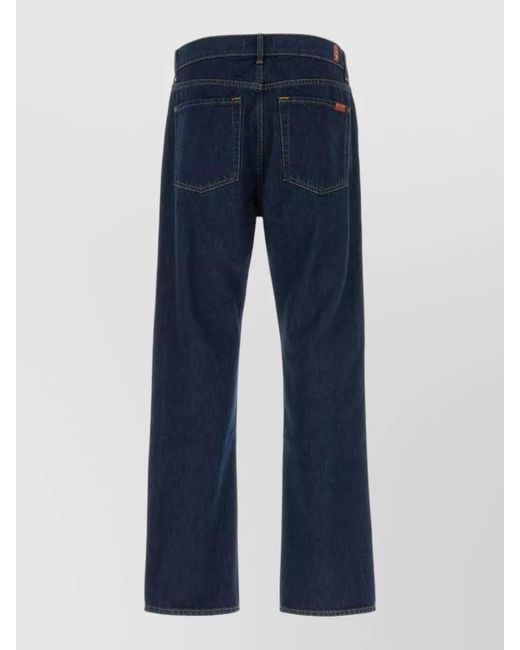 7 For All Mankind Blue Straight Leg Five Pocket Dark Wash Jeans for men