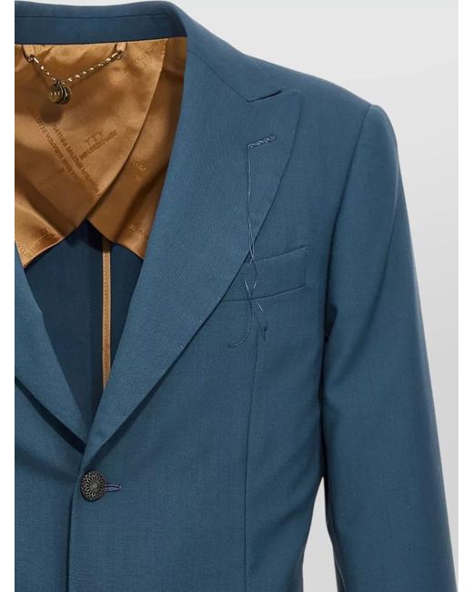 Maurizio Miri Blue Wool Single-Breasted Blazer for men