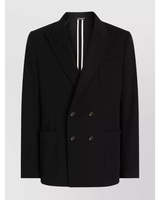 Dolce & Gabbana Black Wool Double-Breasted Blazer for men
