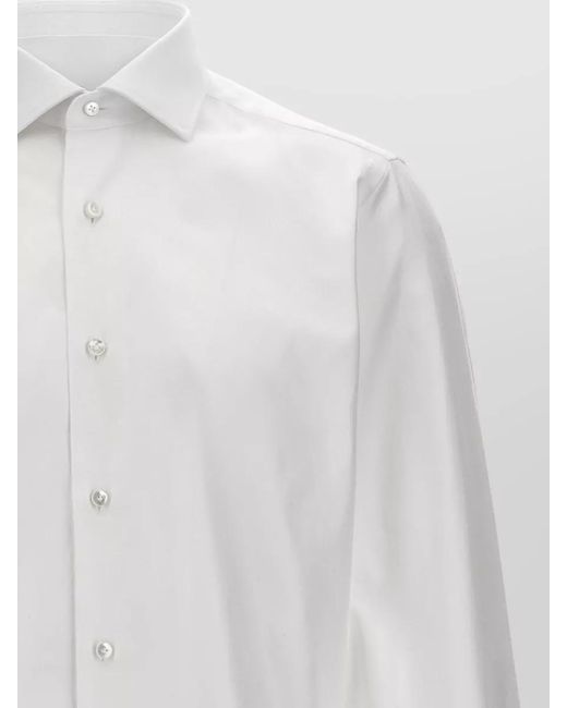 Barba Napoli White Cotton Shirt Tailored Collar Long Sleeves Buttoned Cuffs for men