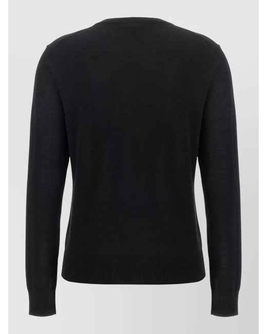 Theory Black Round Neck Knit Sweater Long Sleeves