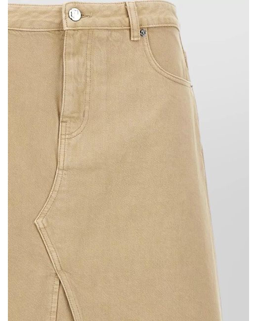 Tory Burch Natural Midi Skirt Belt Loops Back Pockets