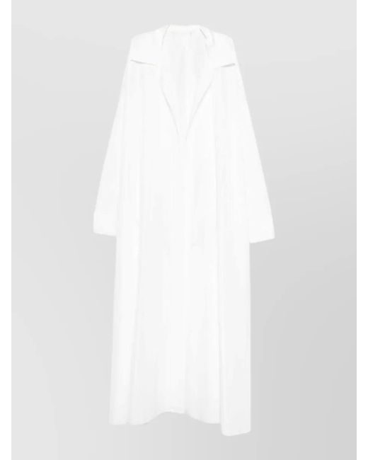 Norma Kamali White Relaxed Long Shirt Dress Lightweight Sleeves