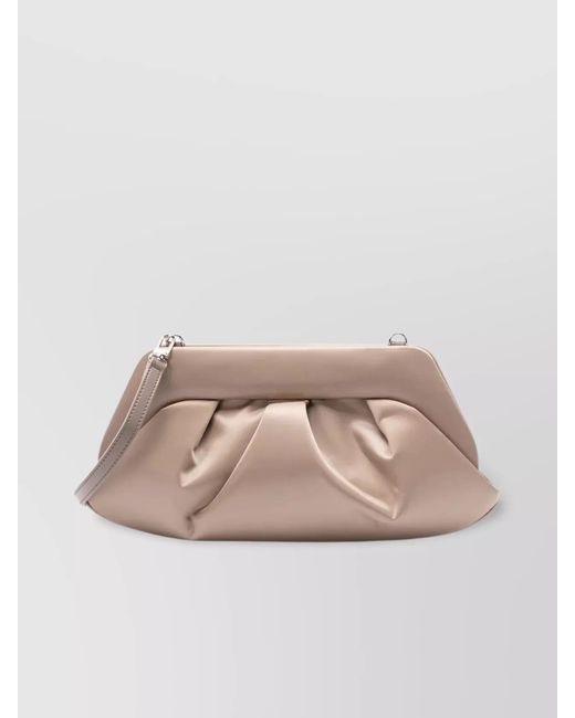 THEMOIRÈ Natural Pleated Satin Clutch Bag