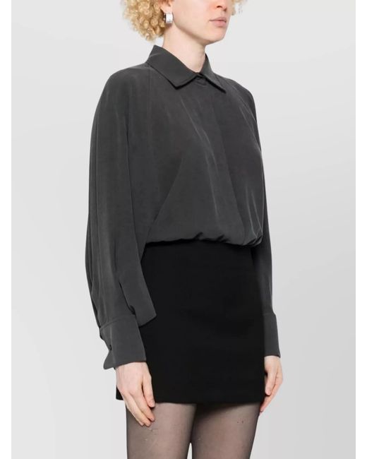 Max Mara Black Silk Batwing Bodysuit