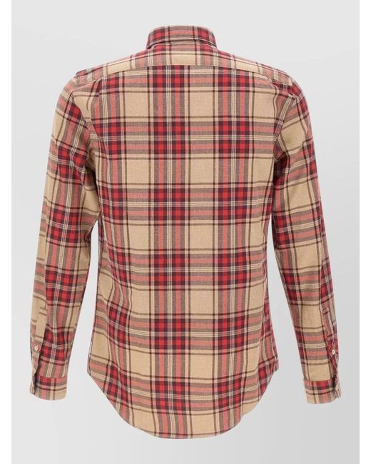 Paul Smith Red Fitted Checked Shirt Featuring Button-Down Collar for men