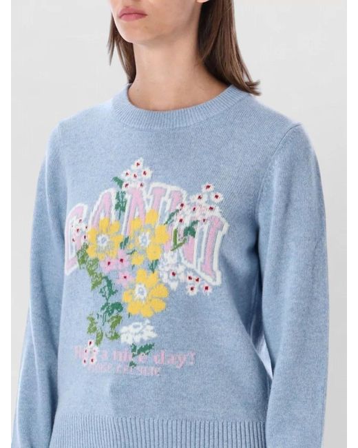 Ganni Blue Wool Sweater
