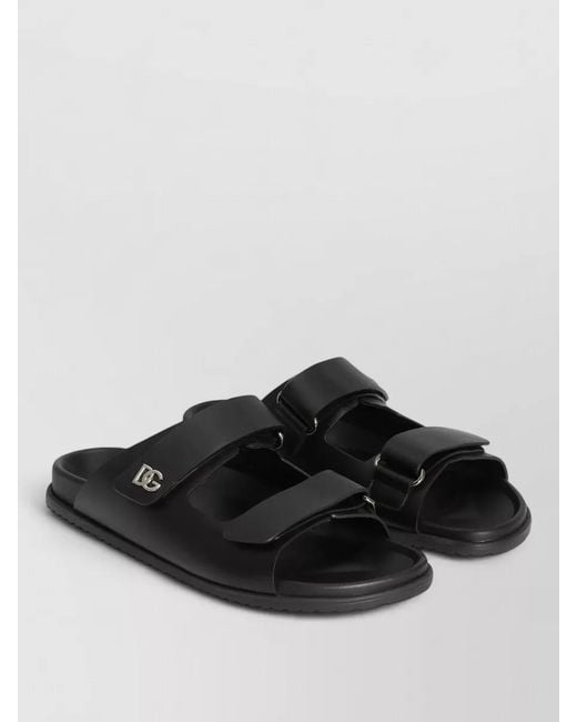 Dolce & Gabbana Black Sandal Open Toe Adjustable Straps Design for men