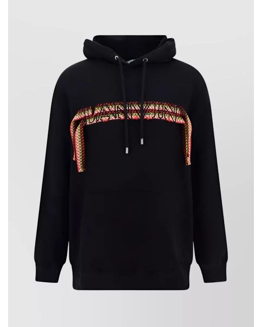 Lanvin Blue Cotton Regular-Fit Logo-Print Hoodie for men