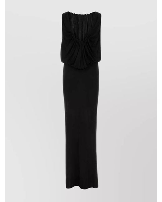 Saint Laurent Black Draped Sleeveless Maxi Dress