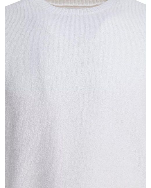 Beams Plus White Lily Yarn Crew Neck Textured Sweater for men