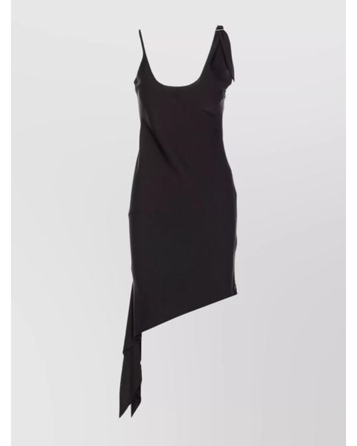 Courreges Black Asymmetric Sleeveless Mini Dress