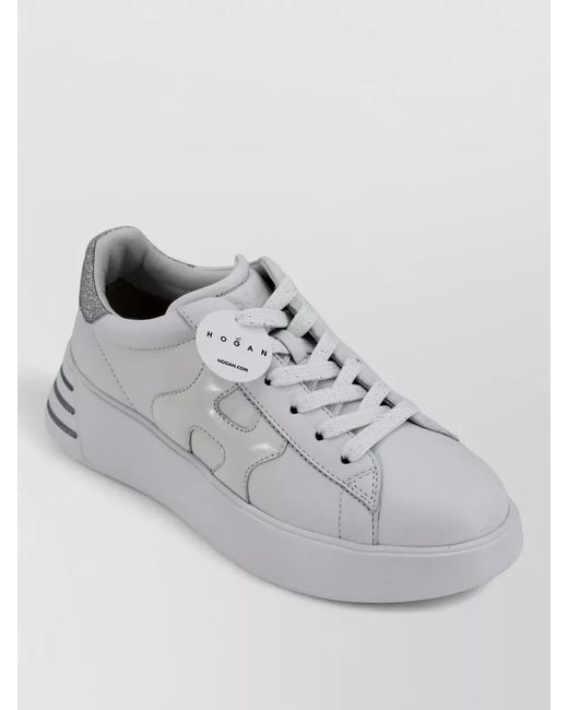 Hogan Gray Rebel Platform Leather Sneakers Luminous Detail